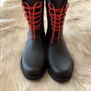 rag & bone Black Ansel Rubber Lace up Rain Boots
